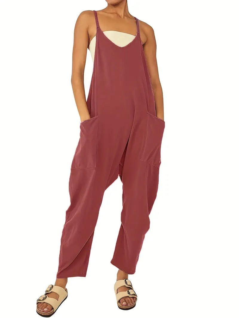 Women's Spaghetti Strap Jumpsuit with Pockets