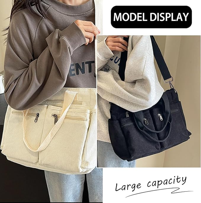 Premium Solid Color Corduroy Tote Bag