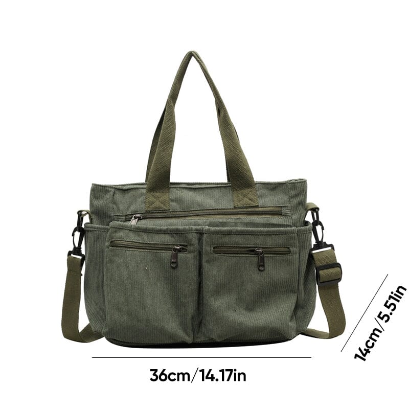 Premium Solid Color Corduroy Tote Bag