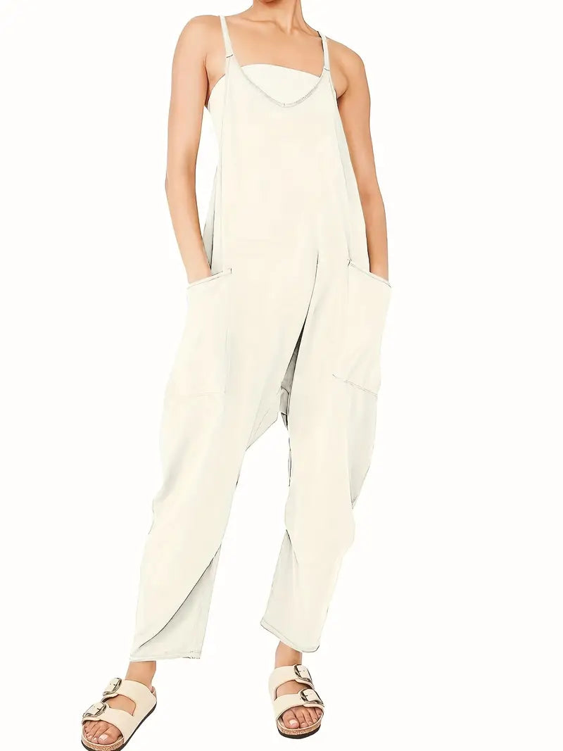 Women's Spaghetti Strap Jumpsuit with Pockets