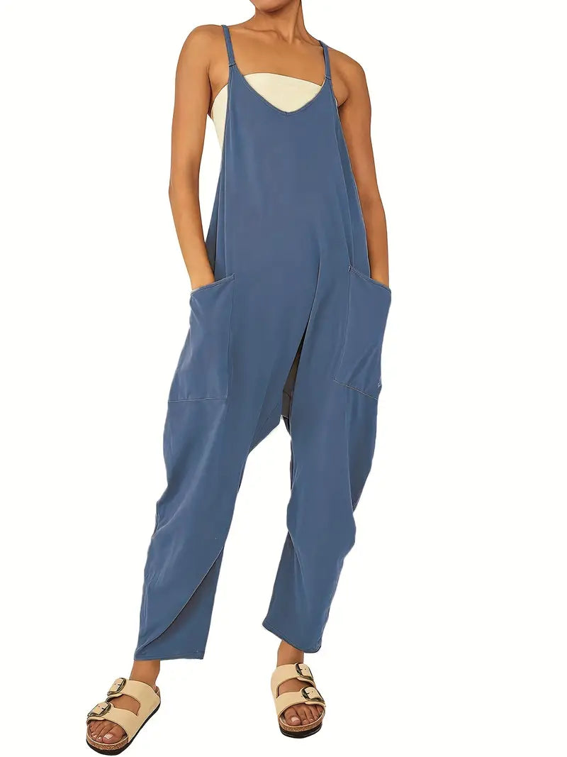 Women's Spaghetti Strap Jumpsuit with Pockets