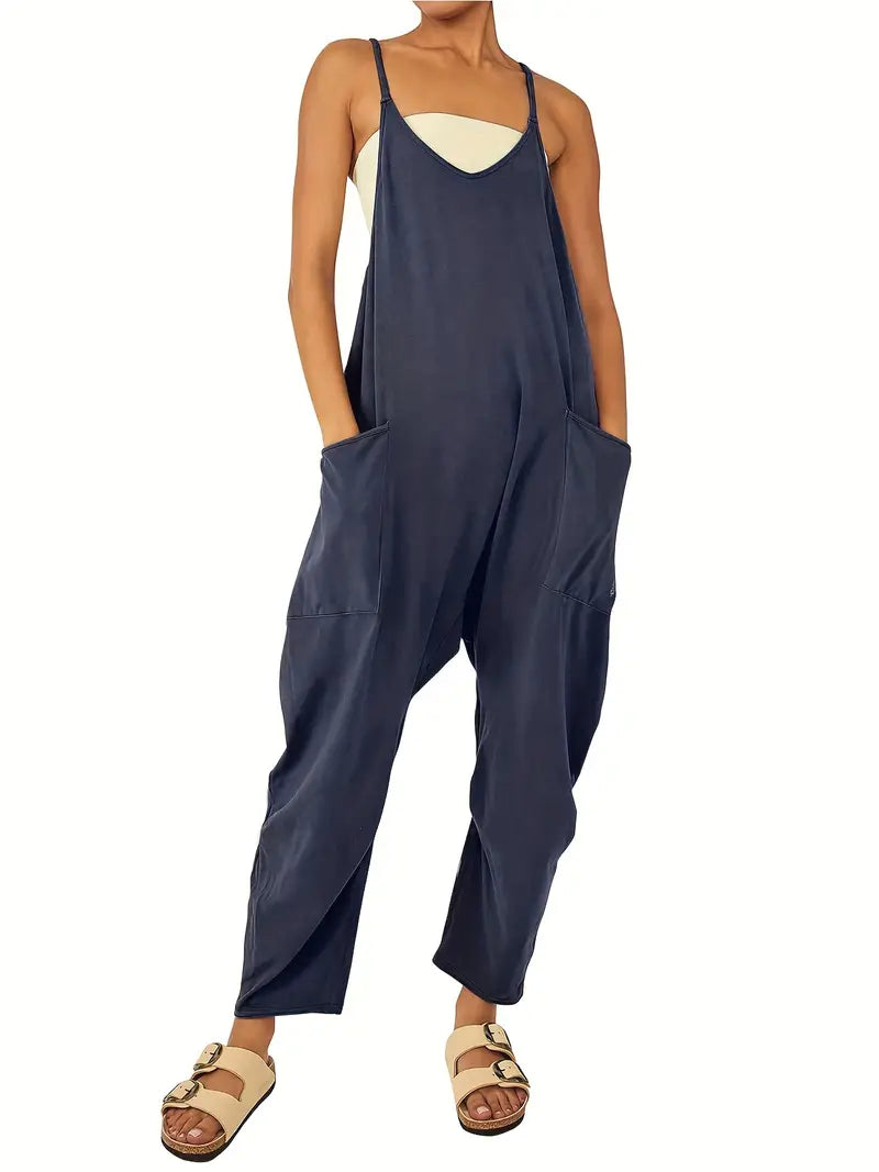 Women's Spaghetti Strap Jumpsuit with Pockets