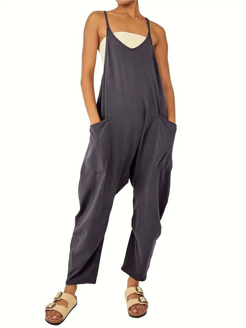 Women's Spaghetti Strap Jumpsuit with Pockets