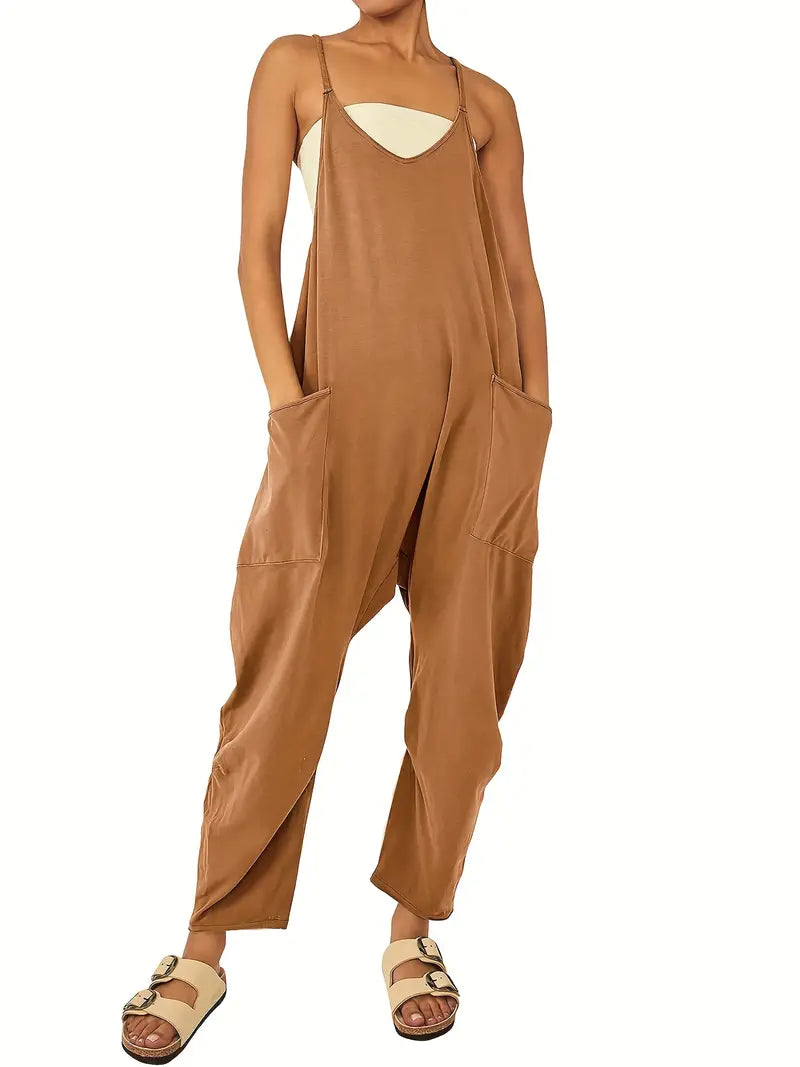 Women's Spaghetti Strap Jumpsuit with Pockets