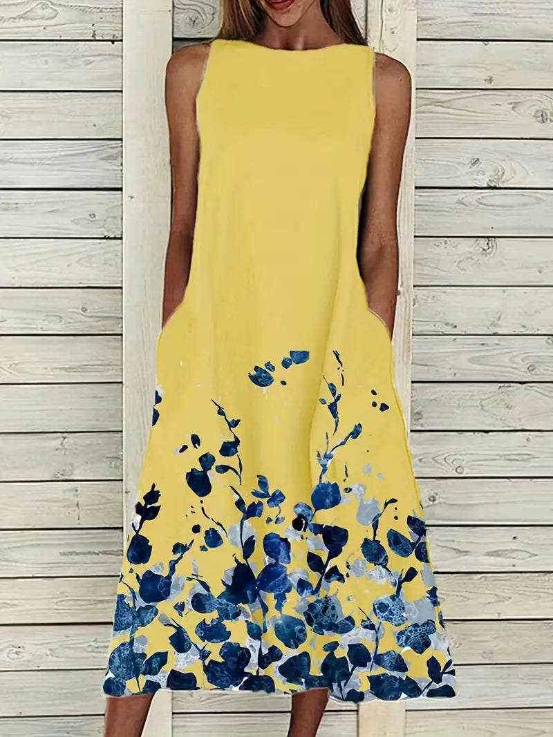 Women's Floral Trapeze Dress - Elegant and Loose for Summer