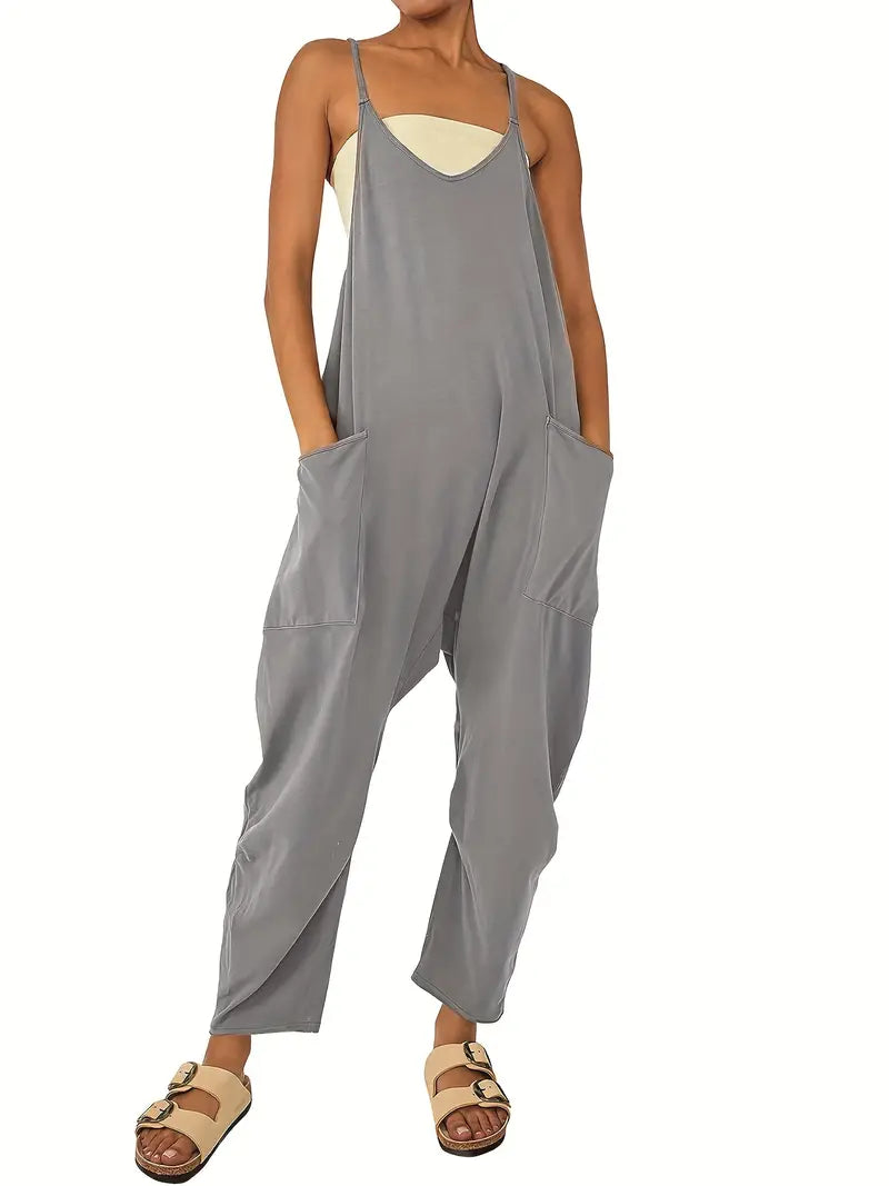 Women's Spaghetti Strap Jumpsuit with Pockets