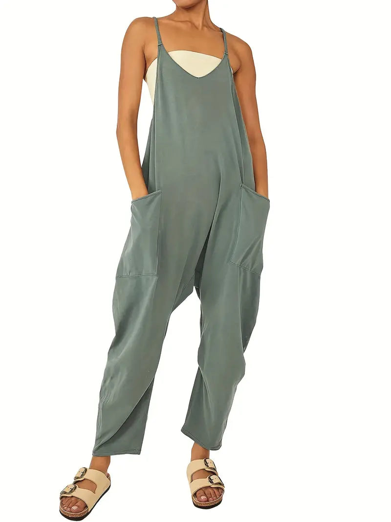 Women's Spaghetti Strap Jumpsuit with Pockets