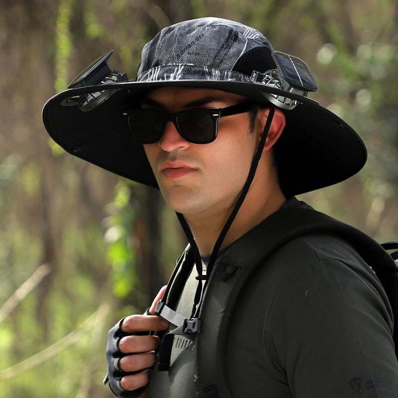 2025 BreezeTop™ Wide Brim Solar Fan Outdoor Fishing Hat-Solar & USB Charging