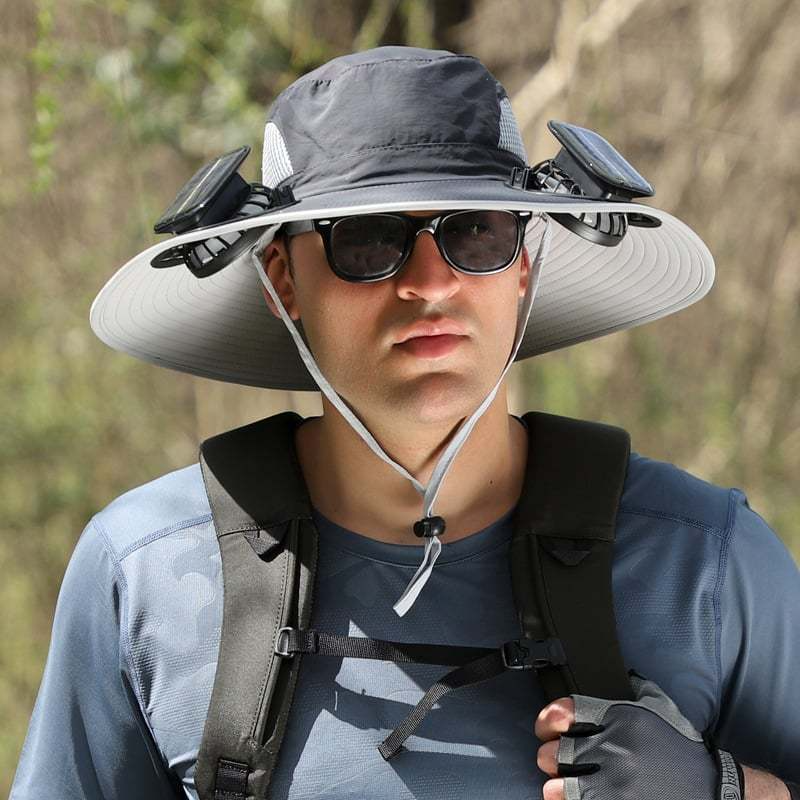 2025 BreezeTop™ Wide Brim Solar Fan Outdoor Fishing Hat-Solar & USB Charging