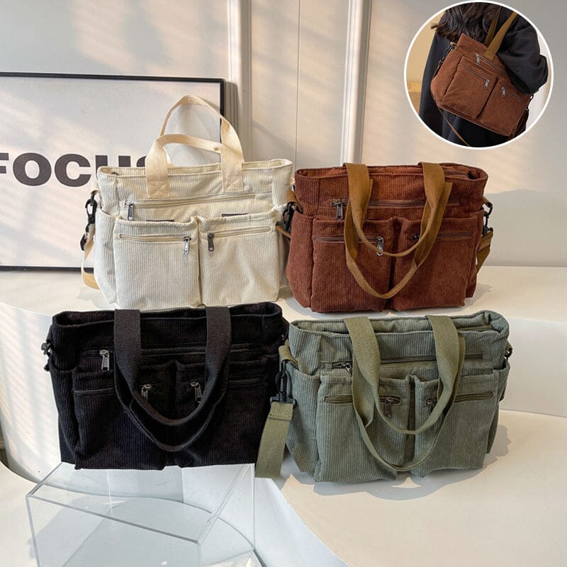 Premium Solid Color Corduroy Tote Bag