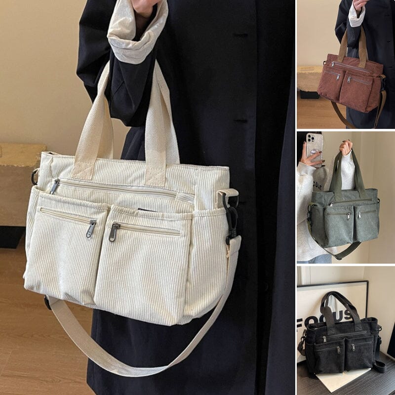 Premium Solid Color Corduroy Tote Bag