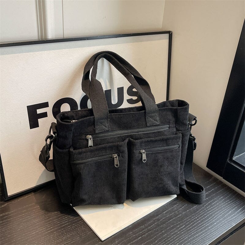 Premium Solid Color Corduroy Tote Bag