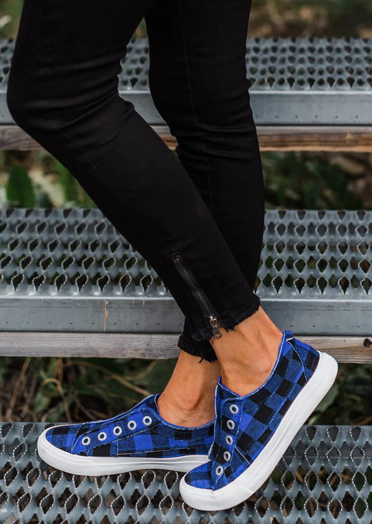 Plaid Slip-On Round Toe Flat Sneakers