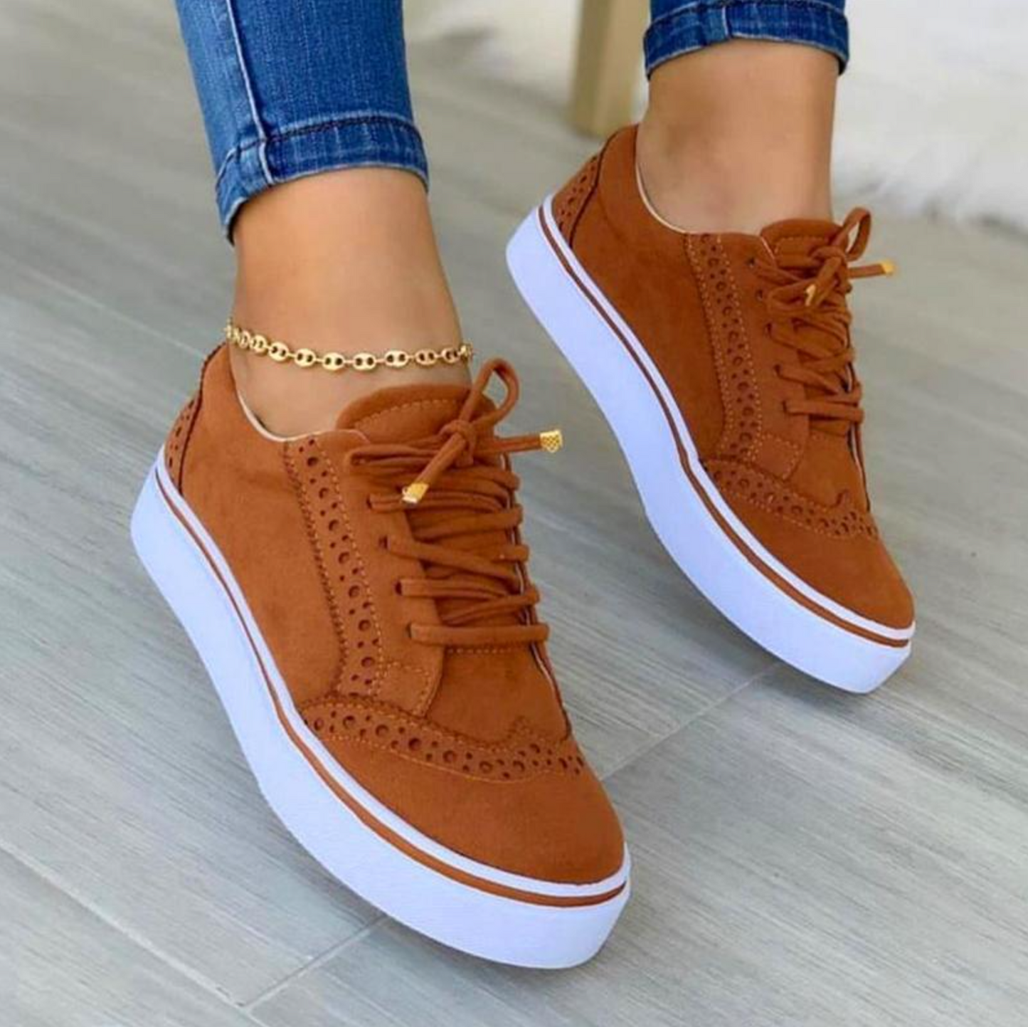 2022 Hollow-Out Round Toe Women Casual Sneakers