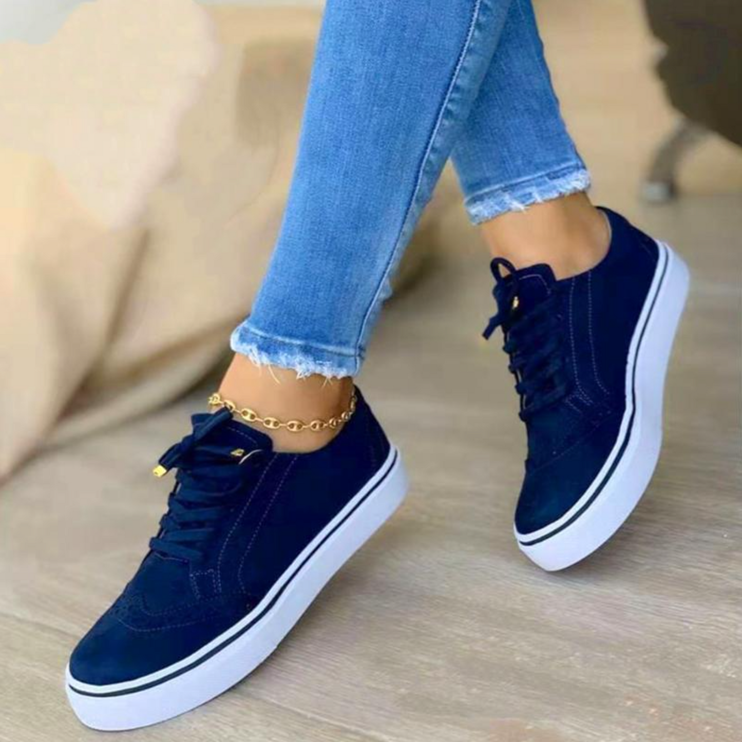2022 Hollow-Out Round Toe Women Casual Sneakers