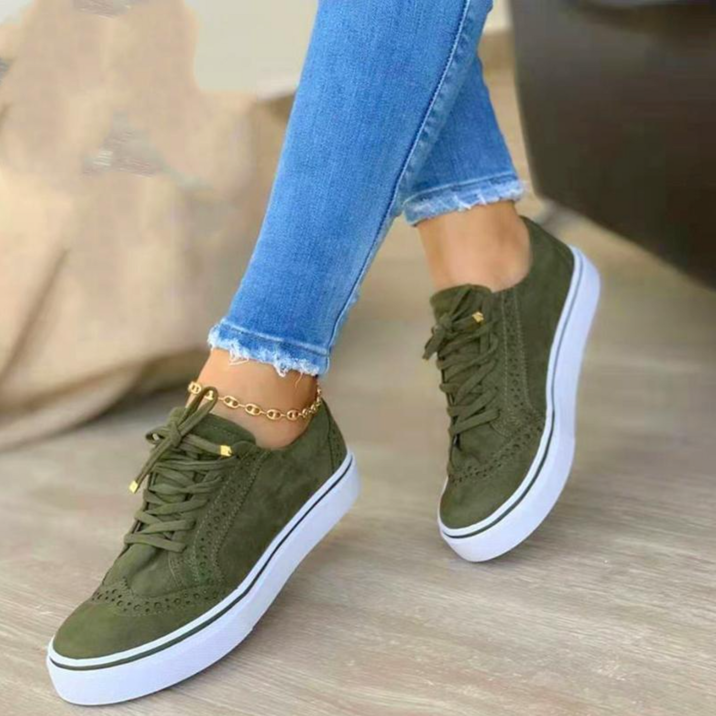 2022 Hollow-Out Round Toe Women Casual Sneakers
