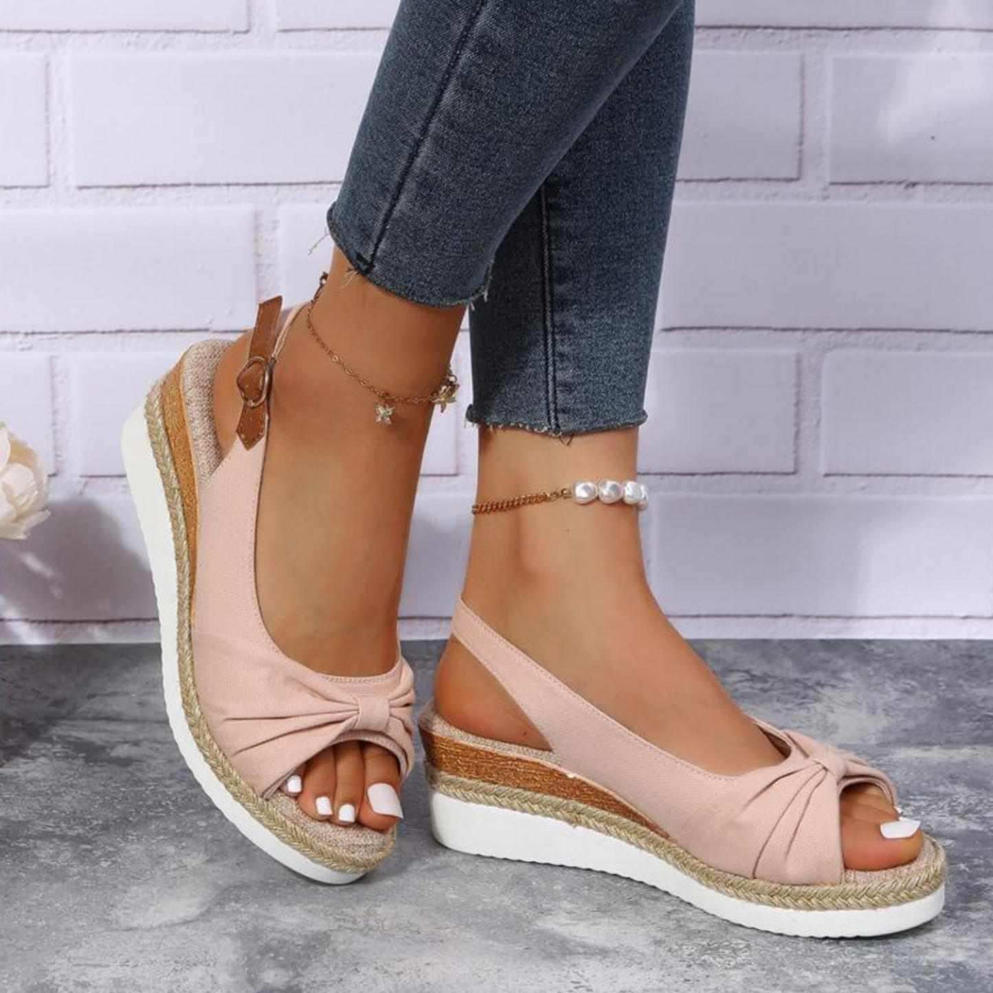2022 Women's Buckle Peep Toe Wedges Sandals, Comfortable Lightweight Wear-resistant Shoes