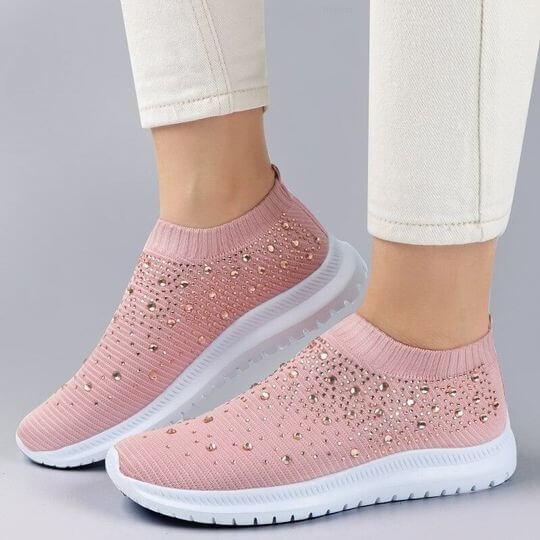 Women's Crystal Breathable Orthopedic Slip On Shoes