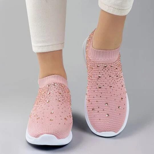Women's Crystal Breathable Orthopedic Slip On Shoes