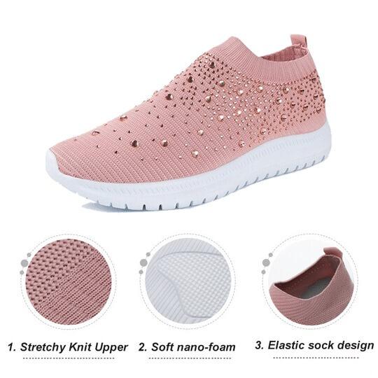 Women's Crystal Breathable Orthopedic Slip On Shoes