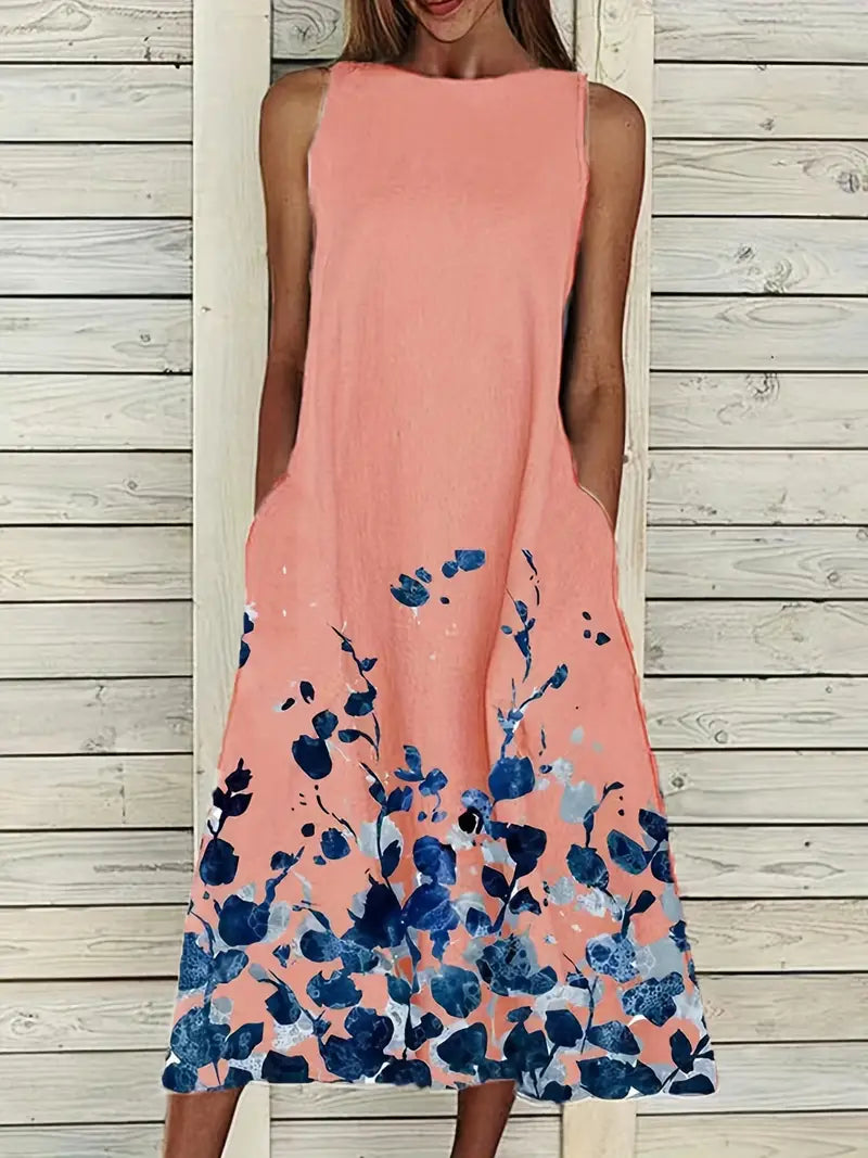 Women's Floral Trapeze Dress - Elegant and Loose for Summer