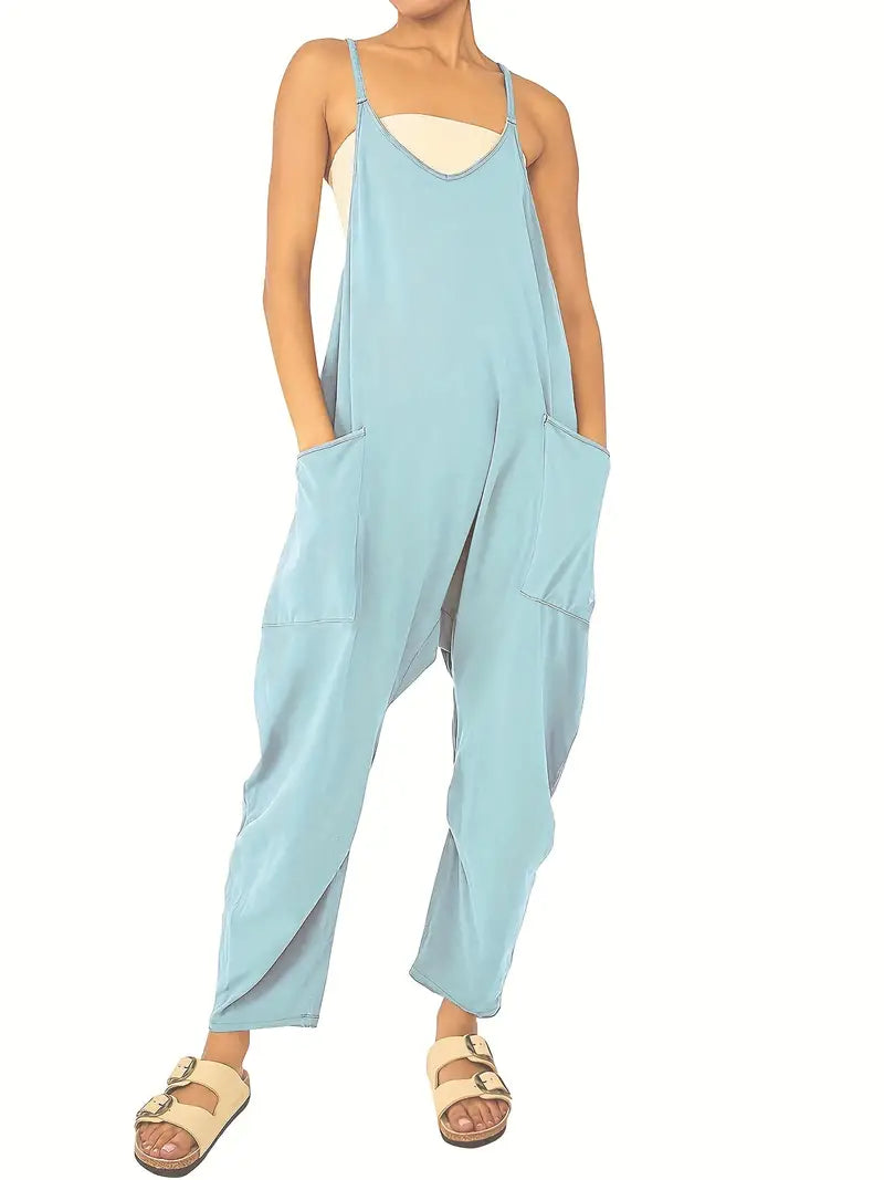 Women's Spaghetti Strap Jumpsuit with Pockets