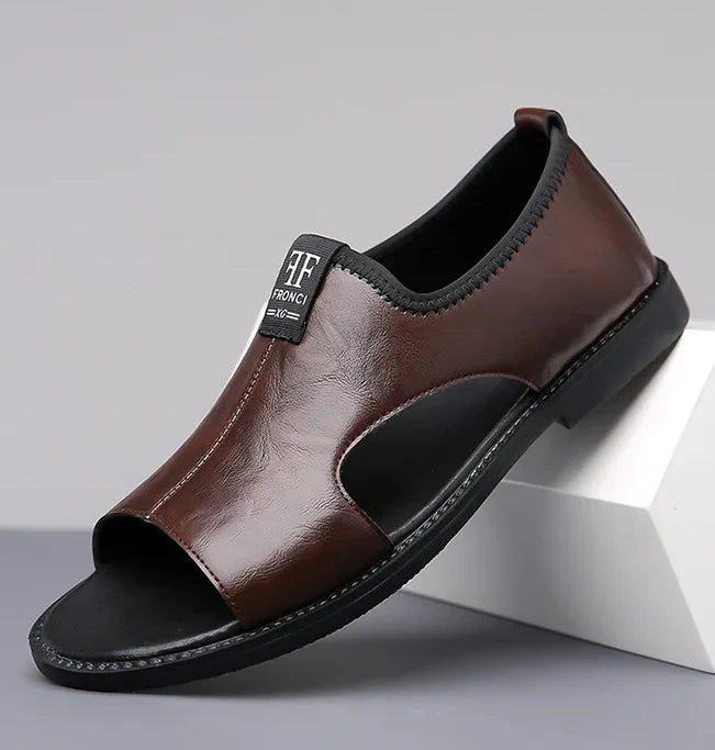 Men’s Leather Slip-On Sandals – All-Day Comfort & Support