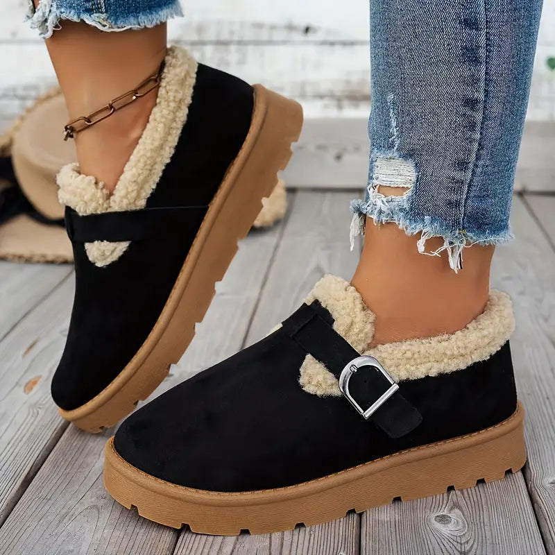 CozyStep™ Plush Round Toe Slip-on Shoes – Warmth & Orthopedic Comfort