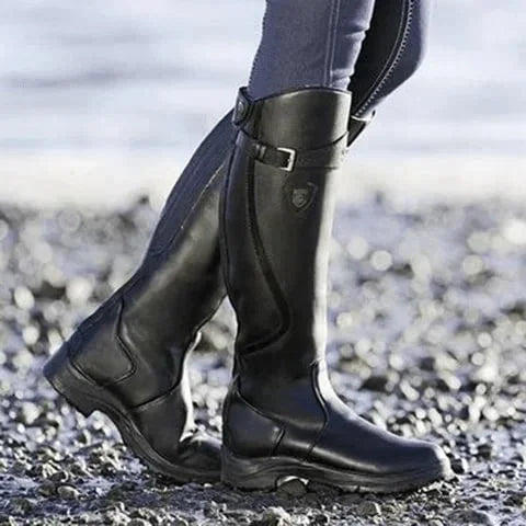RiderGuard™ Women’s Vegan-Leather Knee Boots – Waterproof & All-Day Comfort