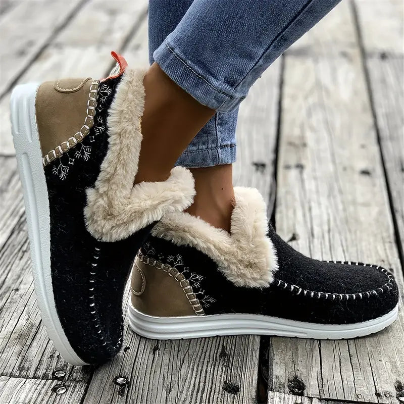 Cozy Winter Shoes - Plush Lined, Thermal Insulated, Slip-On, Comfortable for Cold Weather