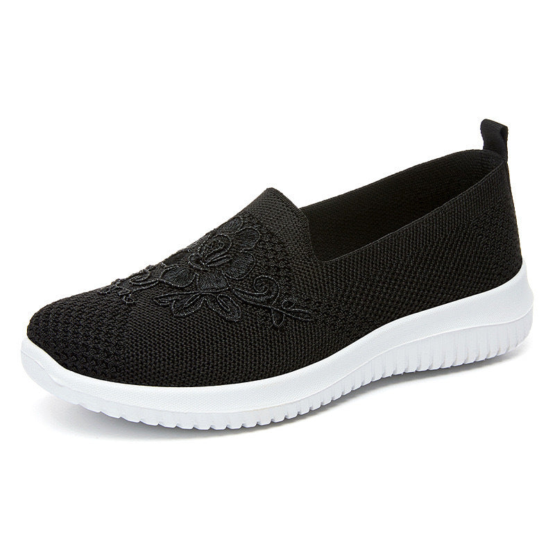 🔥Last Day 60% OFF-Women's Knitted Embroidery Sneakers,Lightweight Breathable Slip On Orthopedic Soft Sole Shoes