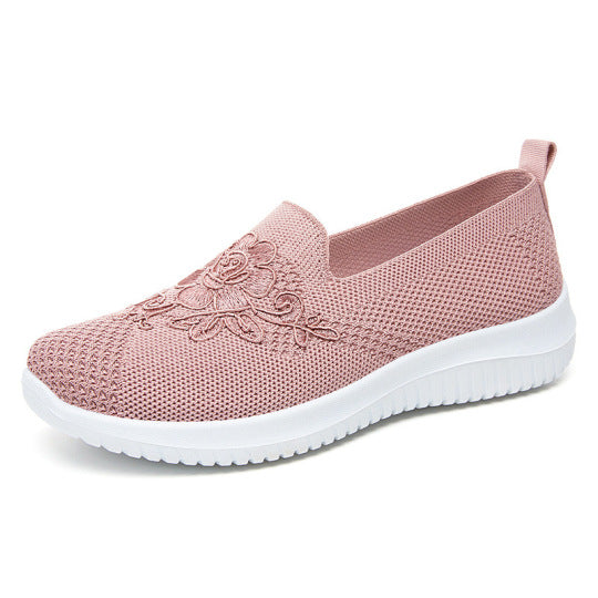 🔥Last Day 60% OFF-Women's Knitted Embroidery Sneakers,Lightweight Breathable Slip On Orthopedic Soft Sole Shoes