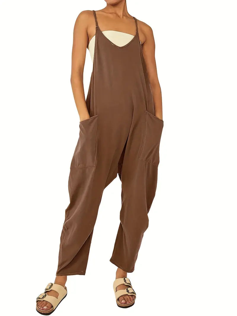 Women's Spaghetti Strap Jumpsuit with Pockets