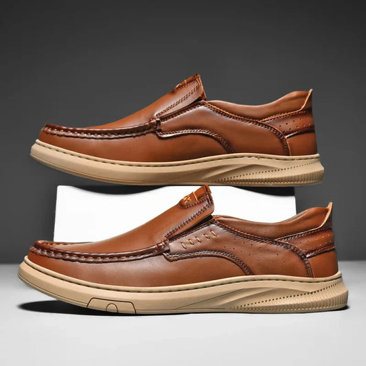 PrimeStep™ Genuine Leather Slip-On Loafers – Orthopedic Comfort for Everyday Wear