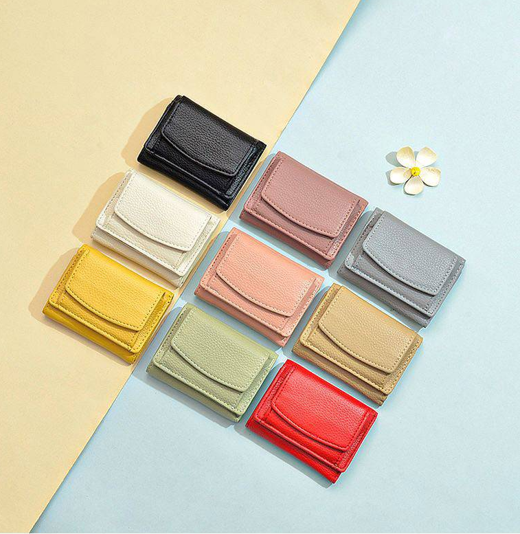 Women's Mini Leather Wallet, RFID Bloking Card Holder, Solid Coin Pockets, For Everyday