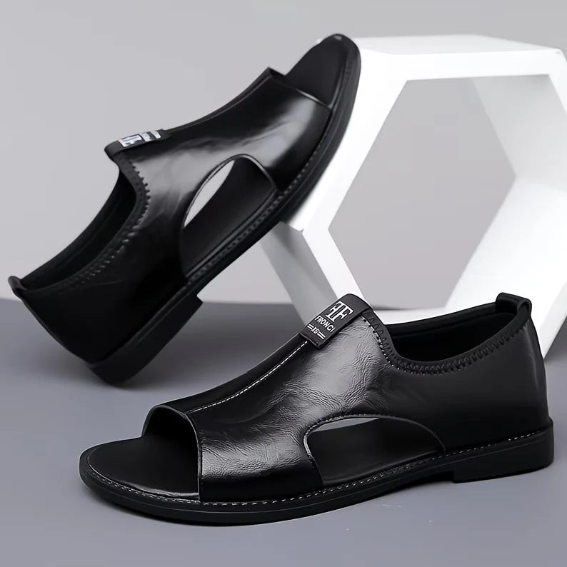 Men’s Leather Slip-On Sandals – All-Day Comfort & Support