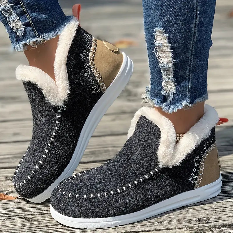 Cozy Winter Shoes - Plush Lined, Thermal Insulated, Slip-On, Comfortable for Cold Weather