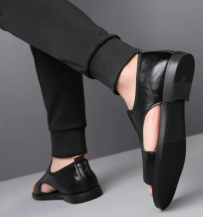 Men’s Leather Slip-On Sandals – All-Day Comfort & Support