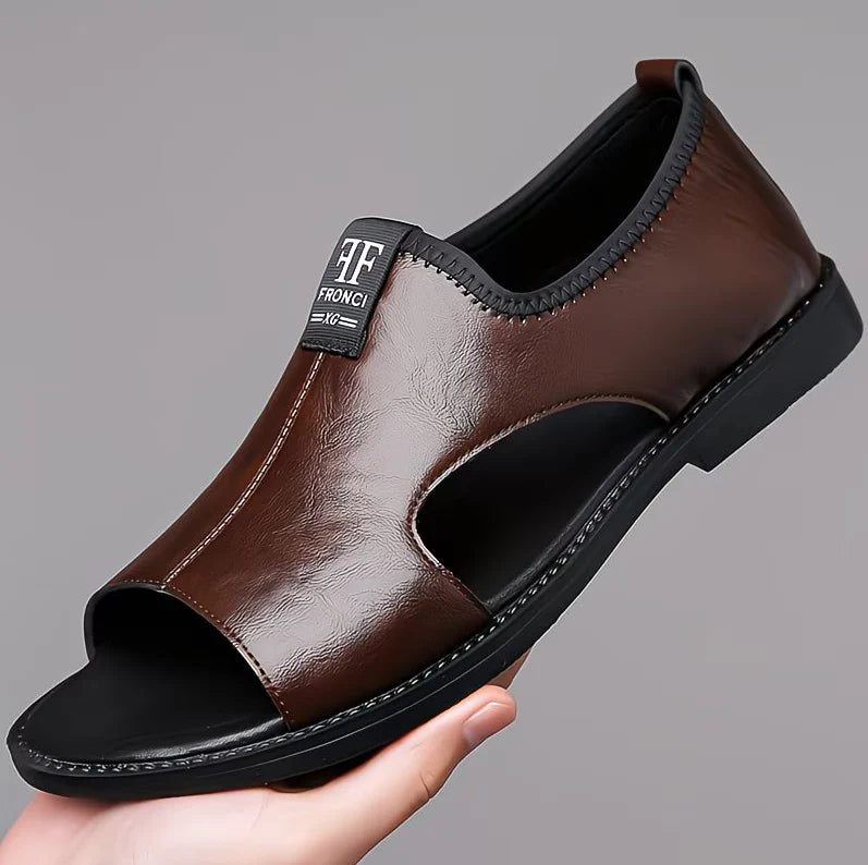 Men’s Leather Slip-On Sandals – All-Day Comfort & Support