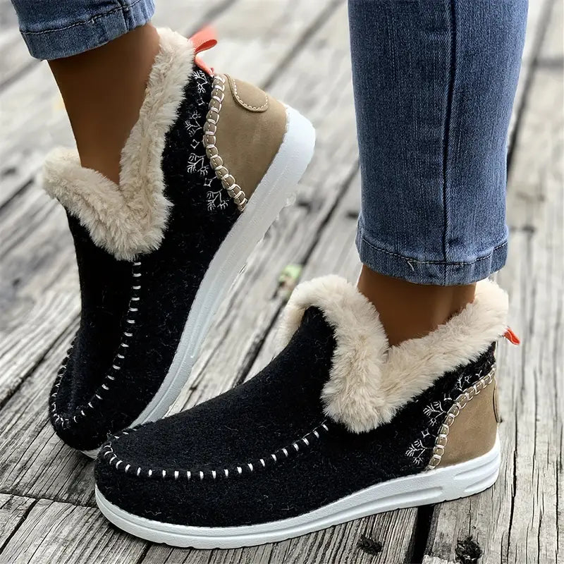 Cozy Winter Shoes - Plush Lined, Thermal Insulated, Slip-On, Comfortable for Cold Weather