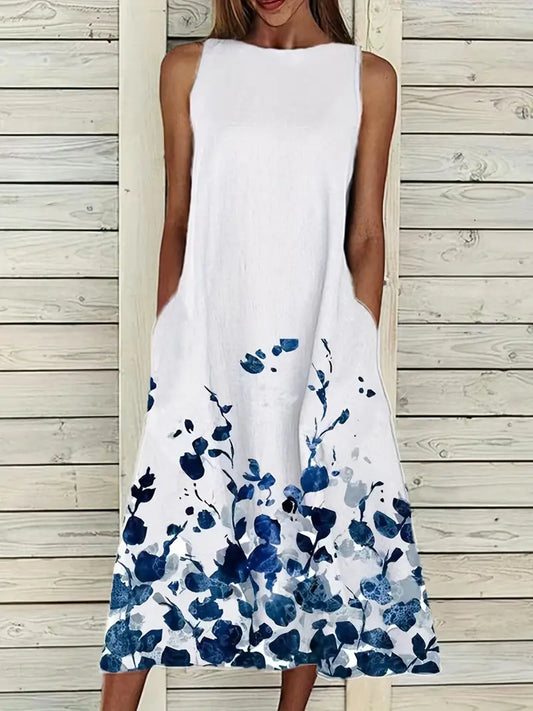 Women's Floral Trapeze Dress - Elegant and Loose for Summer