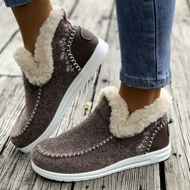 Cozy Winter Shoes - Plush Lined, Thermal Insulated, Slip-On, Comfortable for Cold Weather