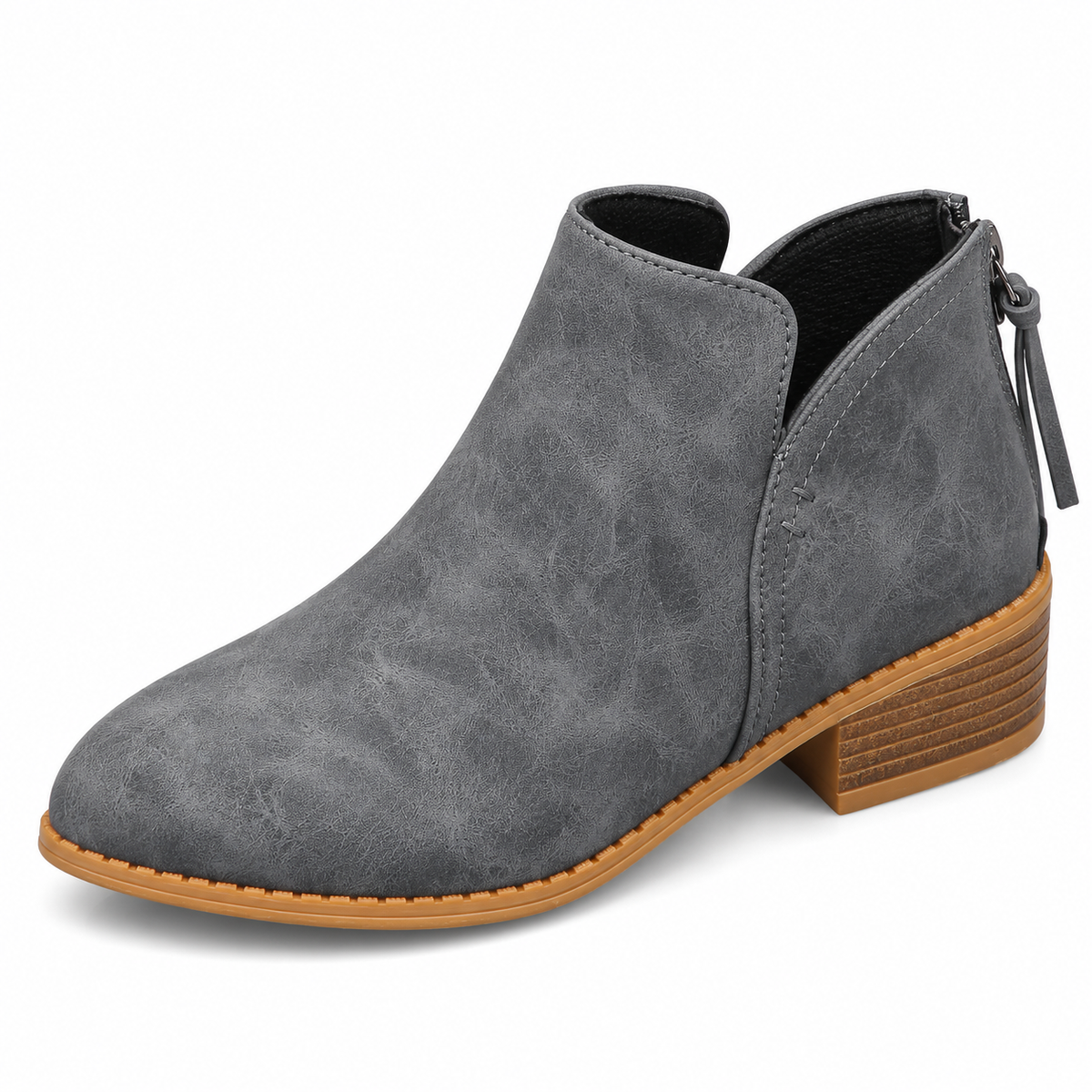 VStep™ Women’s Low-Heel Ankle Boots – Easy Zip & Everyday Style