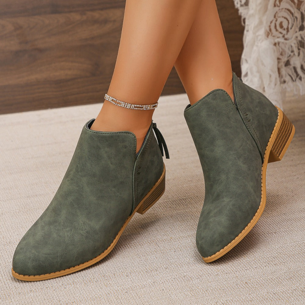 VStep™ Women’s Low-Heel Ankle Boots – Easy Zip & Everyday Style