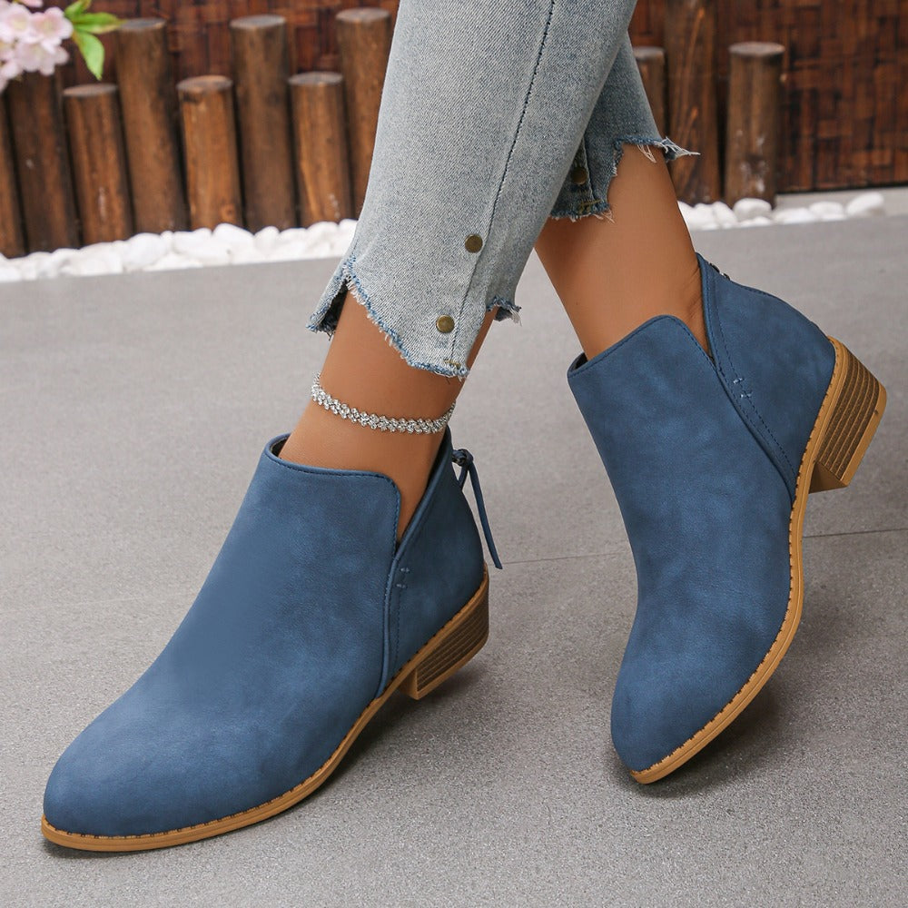 VStep™ Women’s Low-Heel Ankle Boots – Easy Zip & Everyday Style