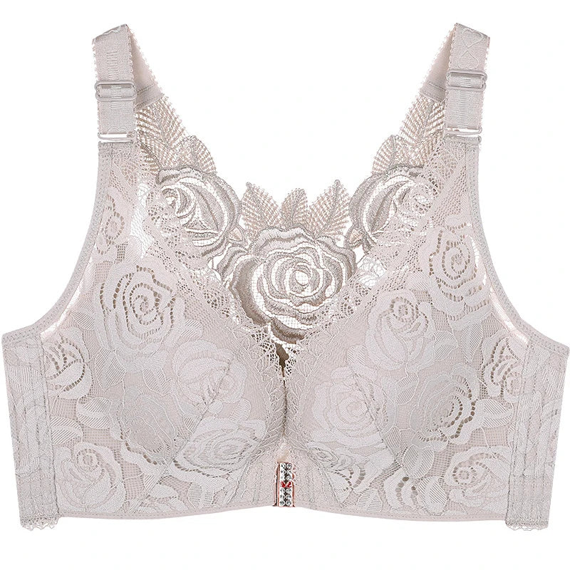 🎁FitMe Rose Embroidery Front Closure Wirefree Bra