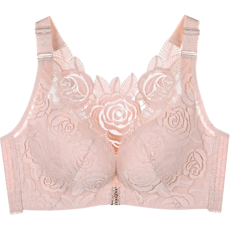 🎁FitMe Rose Embroidery Front Closure Wirefree Bra