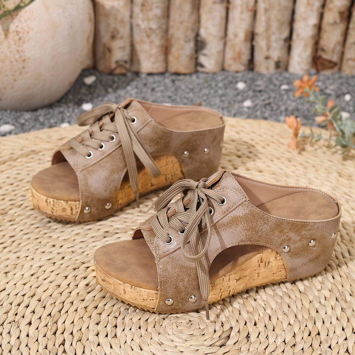 WillowWalk™ Comfort Wedge Sandals – Adjustable Lace-Up Fit For All-Day Walking