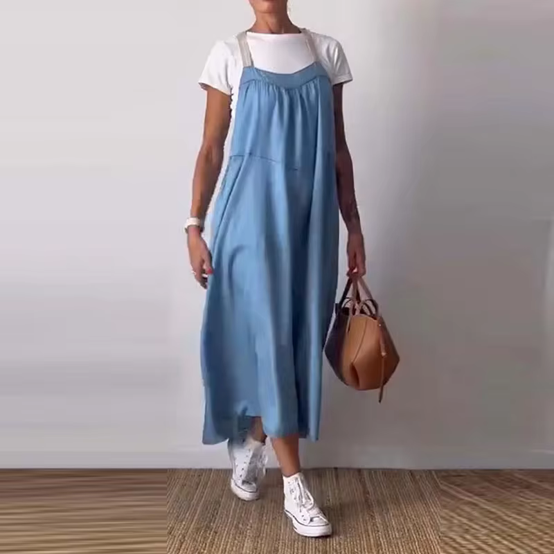 Women's Simple Cotton Linen Sling Dress🔥