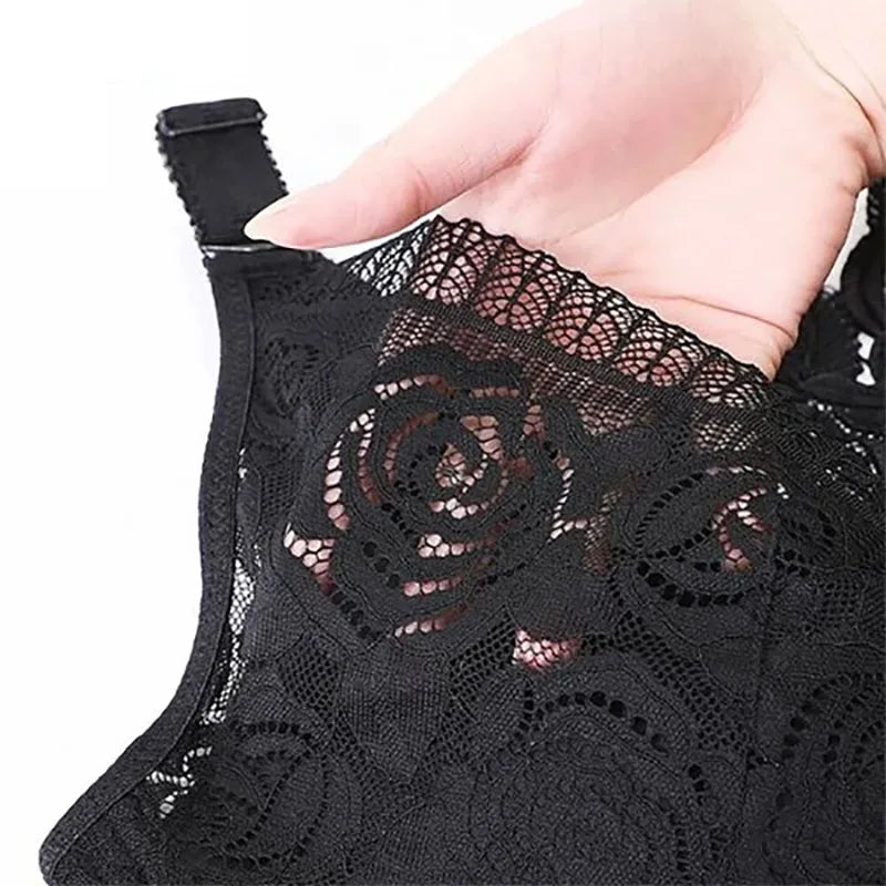 🎁FitMe Rose Embroidery Front Closure Wirefree Bra